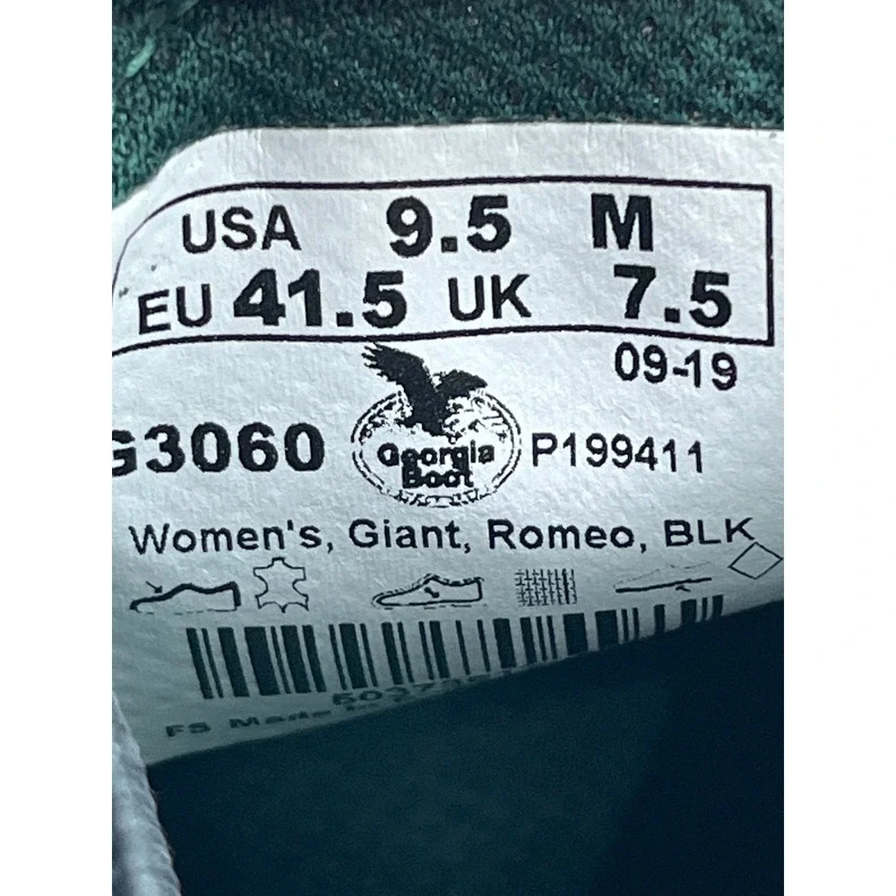 Georgia Boot Womens Giant‎ Romeo Black Leather Work Shoes G3060 Size 9.5 M